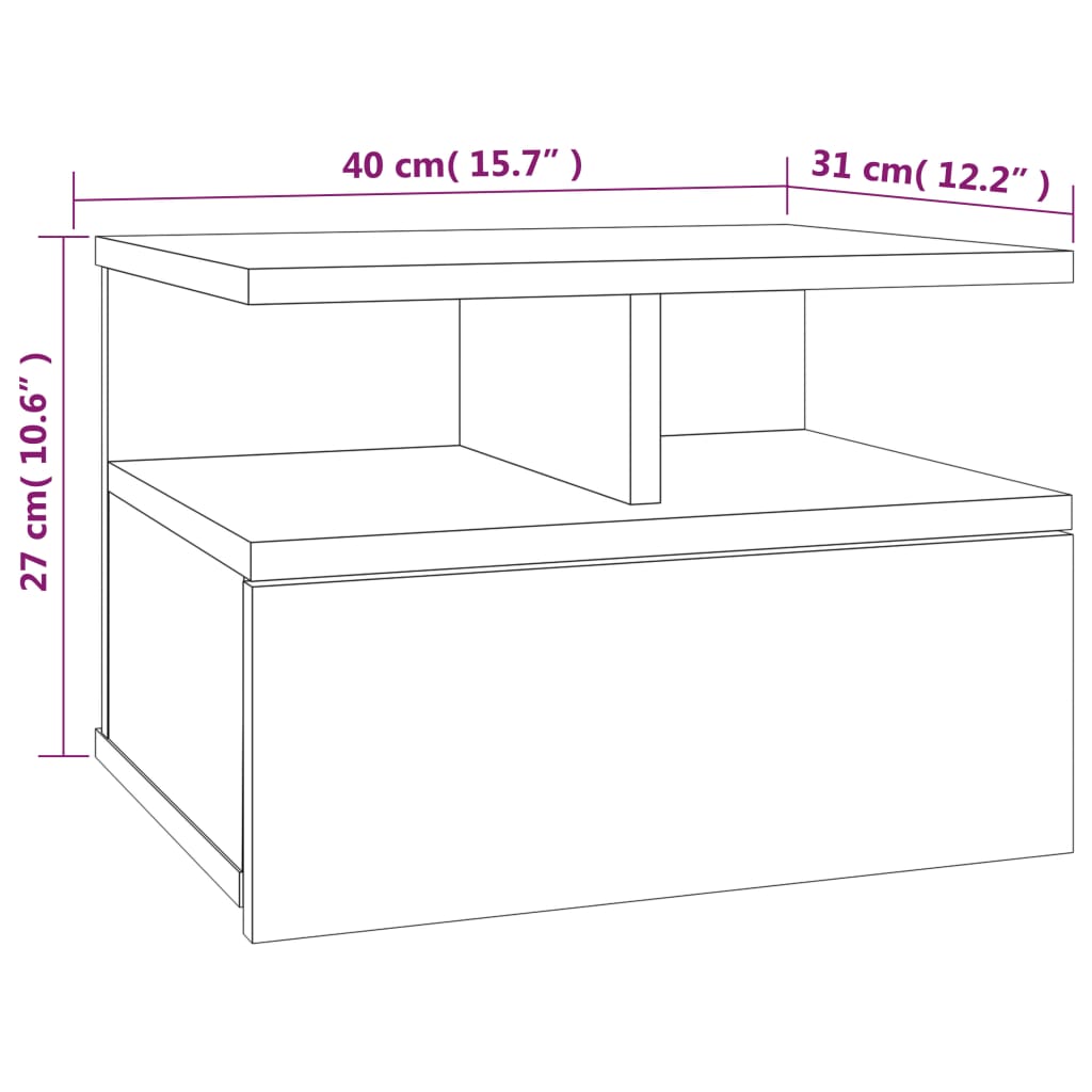 Comodino Pensile Grigio Sonoma 40x31x27cm in Legno Multistrato | homemem39