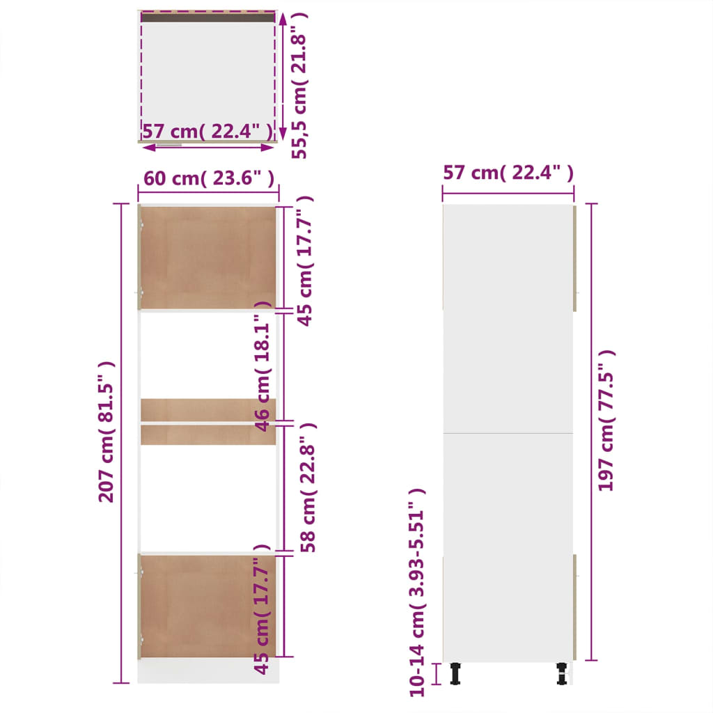 Armadio Microonde “Lyon” Rovere Marrone 60x57x207 cm | homemem39