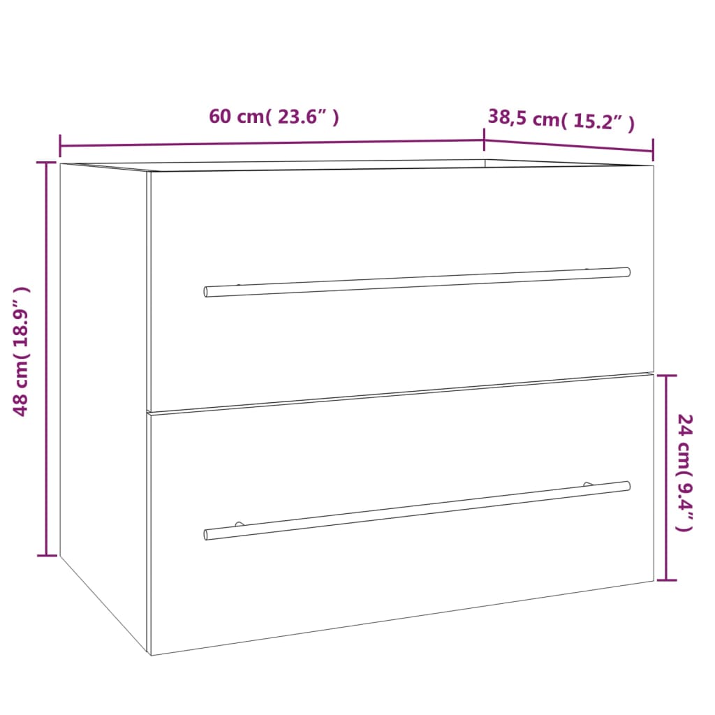 Mobile Lavabo Rovere Fumo 60x38,5x48 cm in Legno Multistrato | homemem39