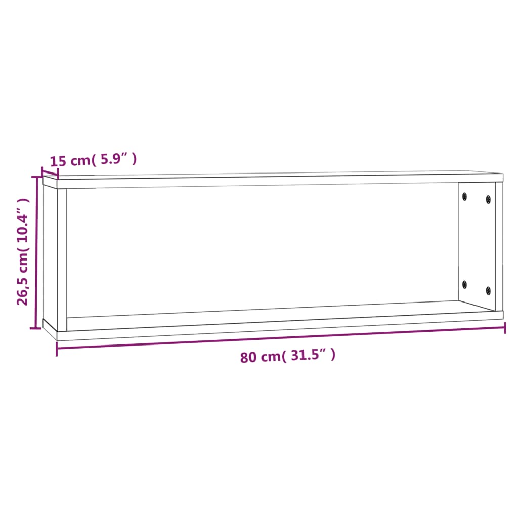 Mensole Muro Cubo 4 Rovere Marrone 80x15x26,5 Legno Multistrato | homemem39