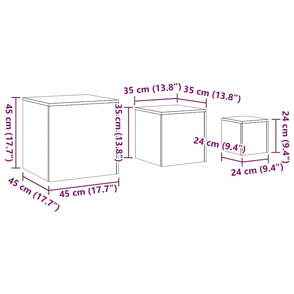 Credenze 3 pz Rovere Marrone in Legno Multistrato | homemem39