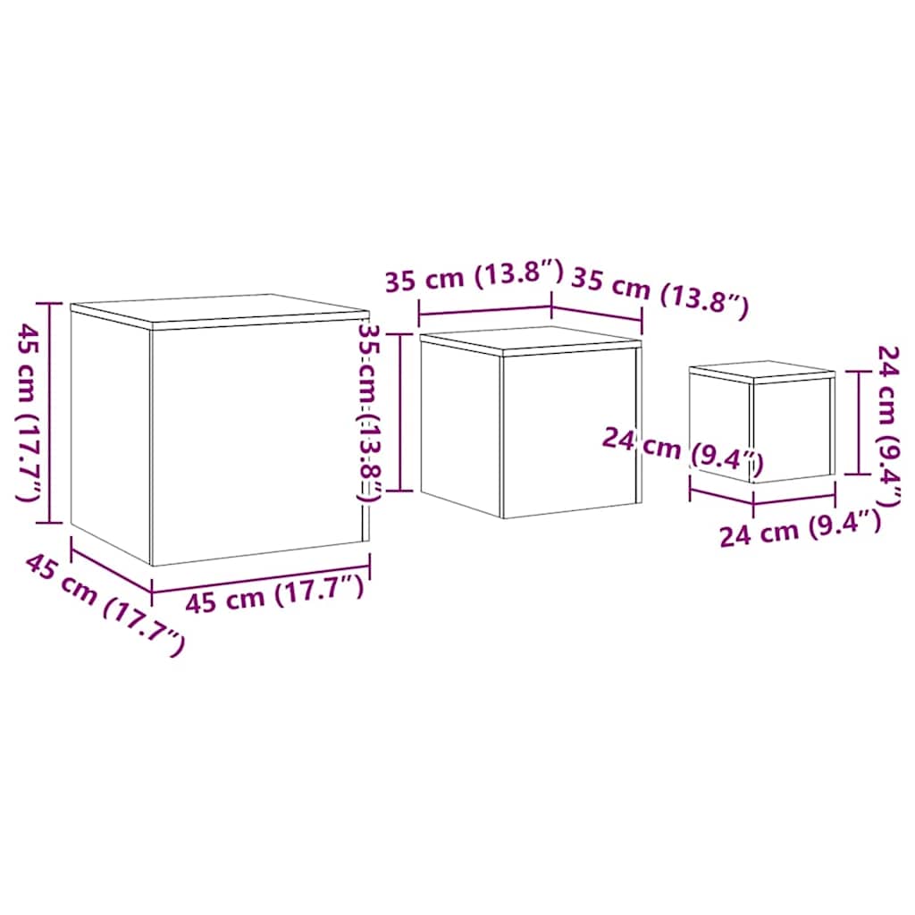 Credenze 3 pz Rovere Marrone in Legno Multistrato