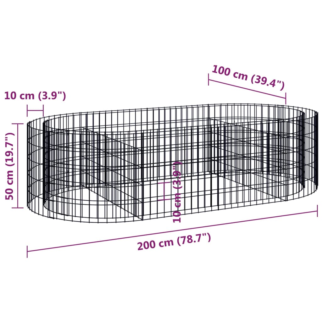 Gabbione con Letto Rialzato in Ferro Zincato 200x100x50 cm | homemem39