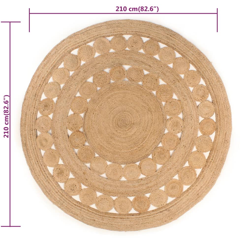 Tappeto in Juta Intrecciata con Disegno 210 cm Rotondo | homemem39