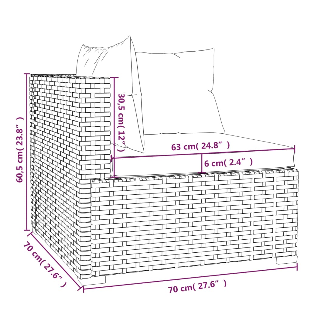 Set Divani da Giardino 7 pz con Cuscini in Polyrattan Marrone | homemem39