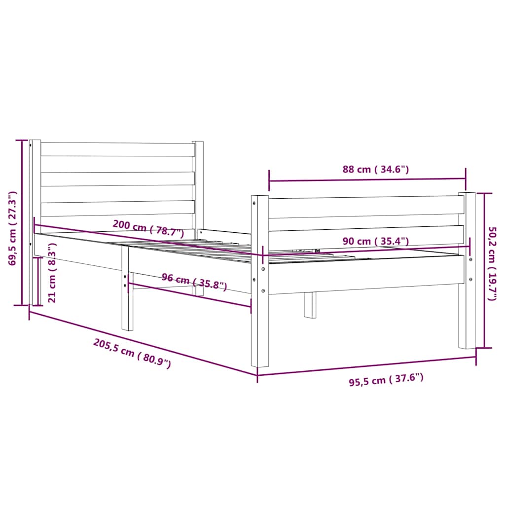 Giroletto in Legno Massello 90x200 cm | homemem39