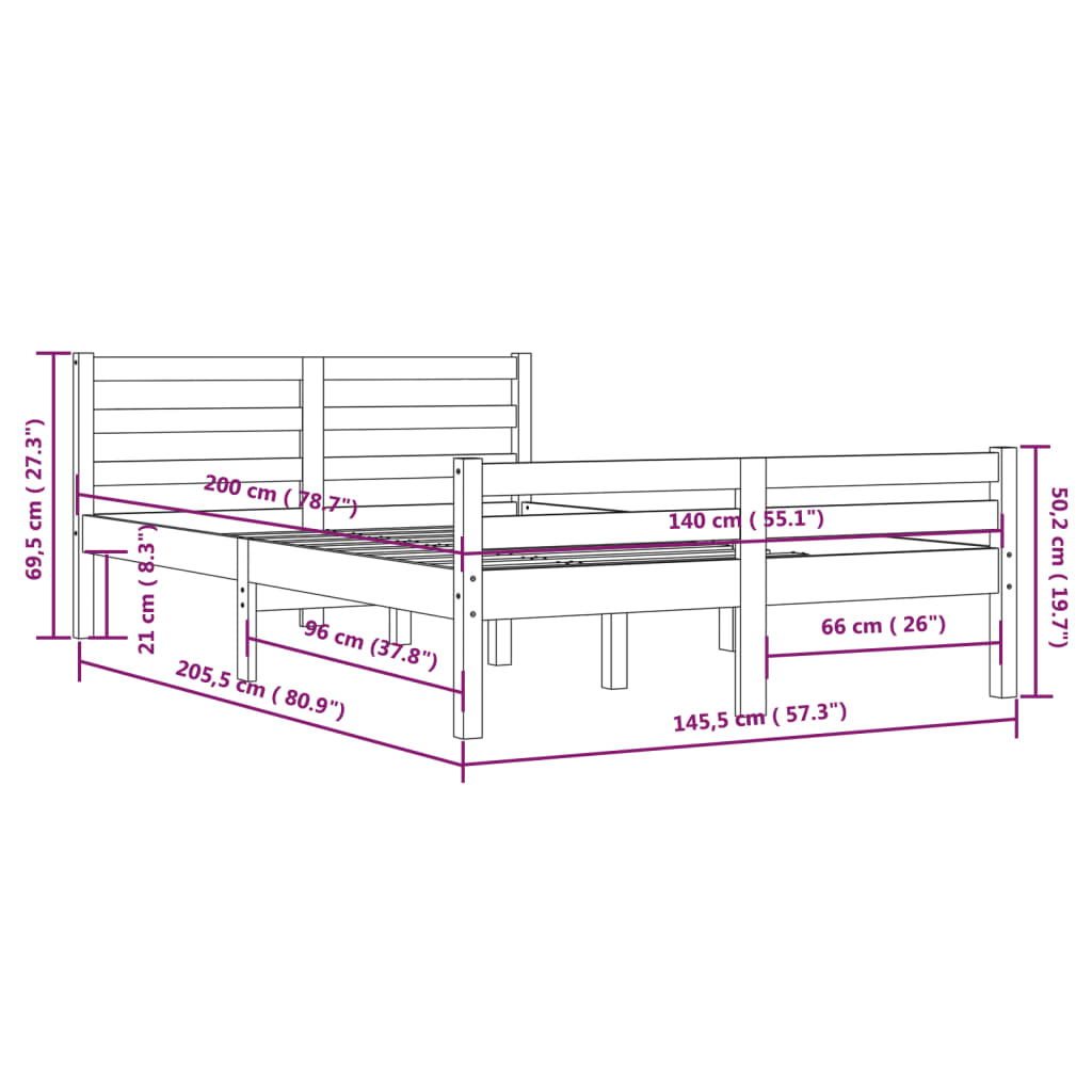 Giroletto senza Materasso Ambrato in Legno Massello 140x200 cm | homemem39