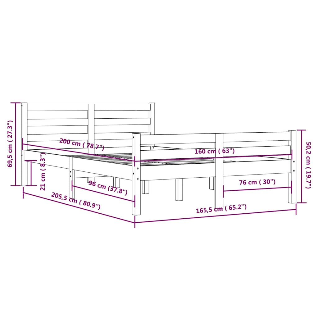 Giroletto senza Materasso in Legno Massello 160x200 cm | homemem39