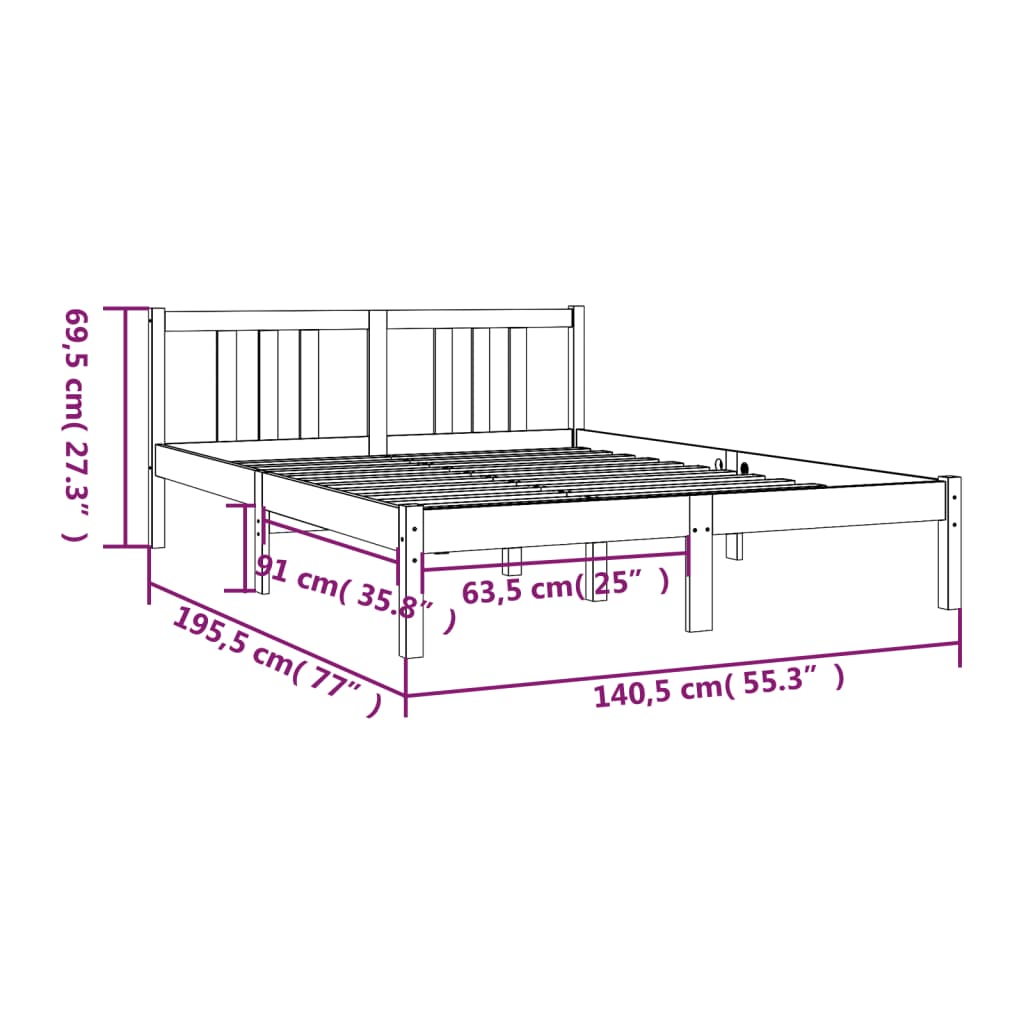 Giroletto Grigio in Legno Massello 135x190 cm Double | homemem39