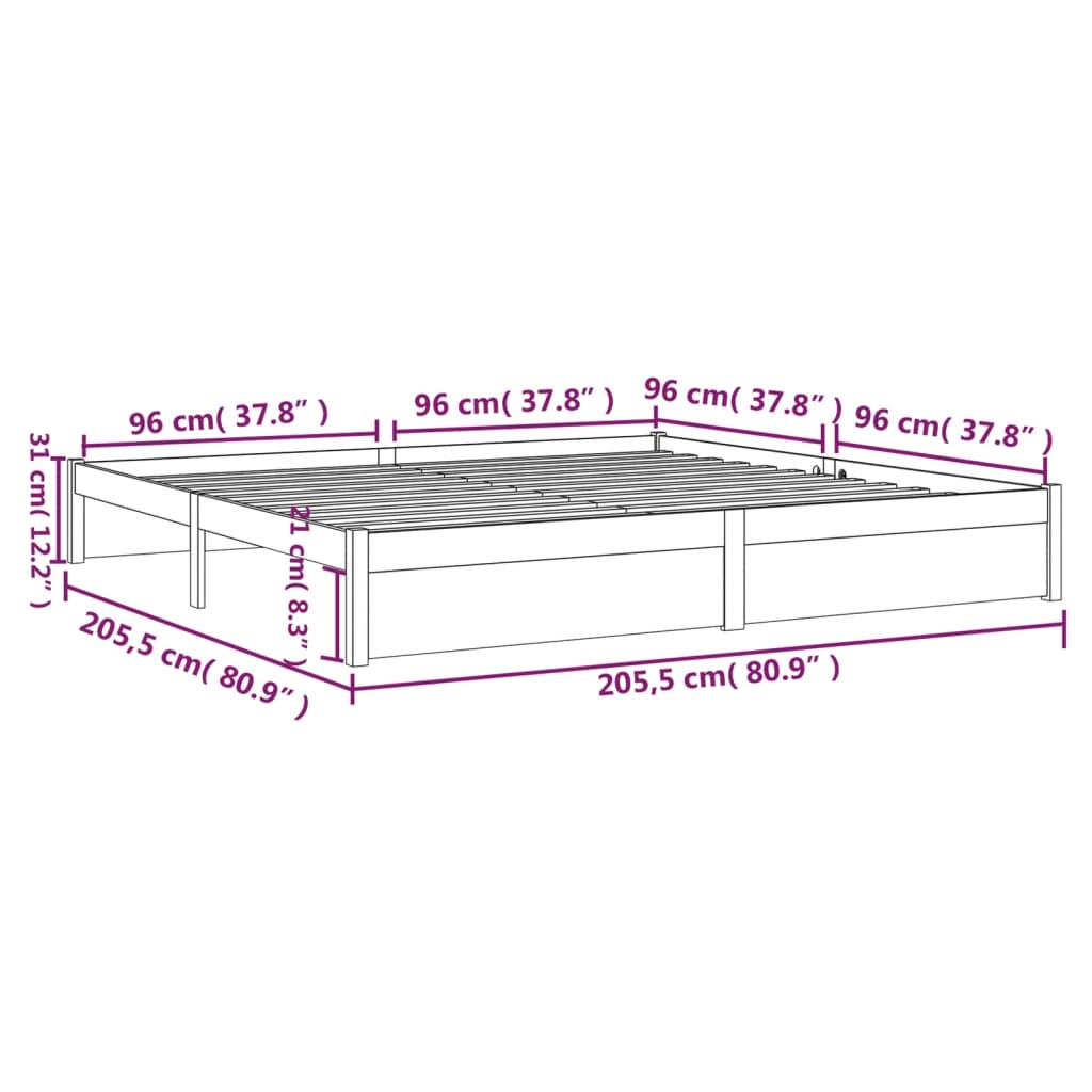 Giroletto senza Materaso Ambra in Legno Massello 200x200 cm | homemem39