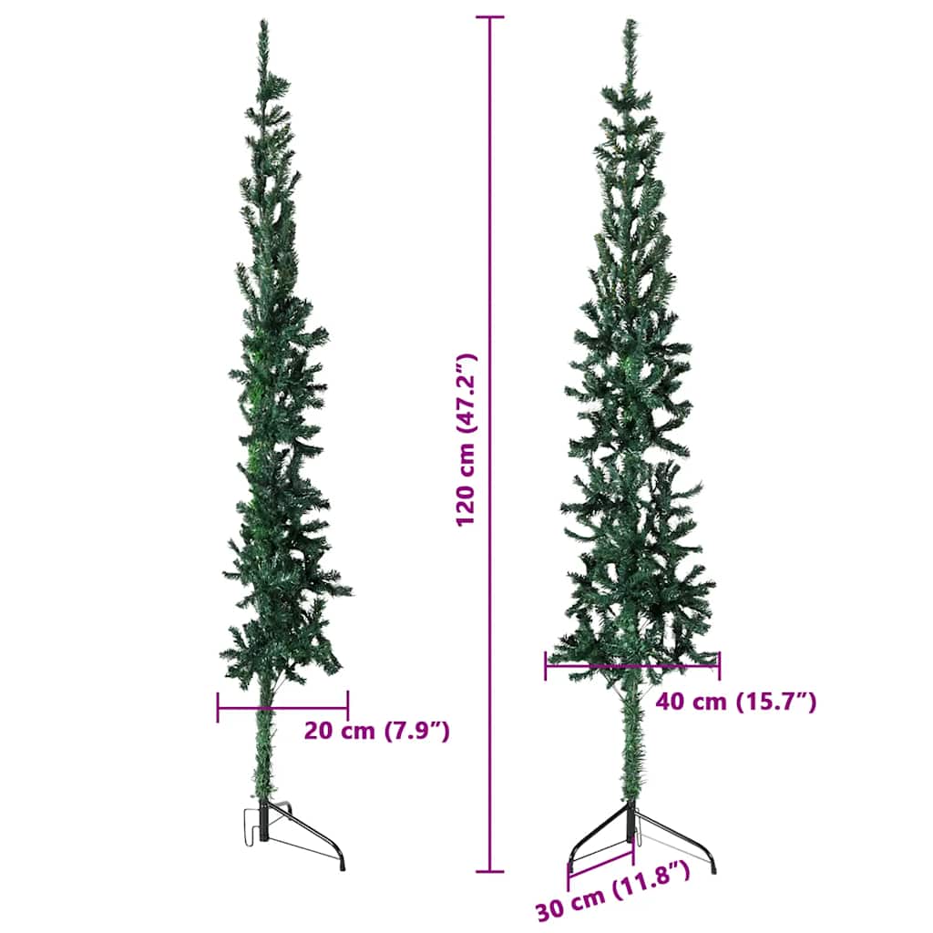 Albero Natale Artificiale Sottile a Metà Supporto Verde 120 cm | homemem39