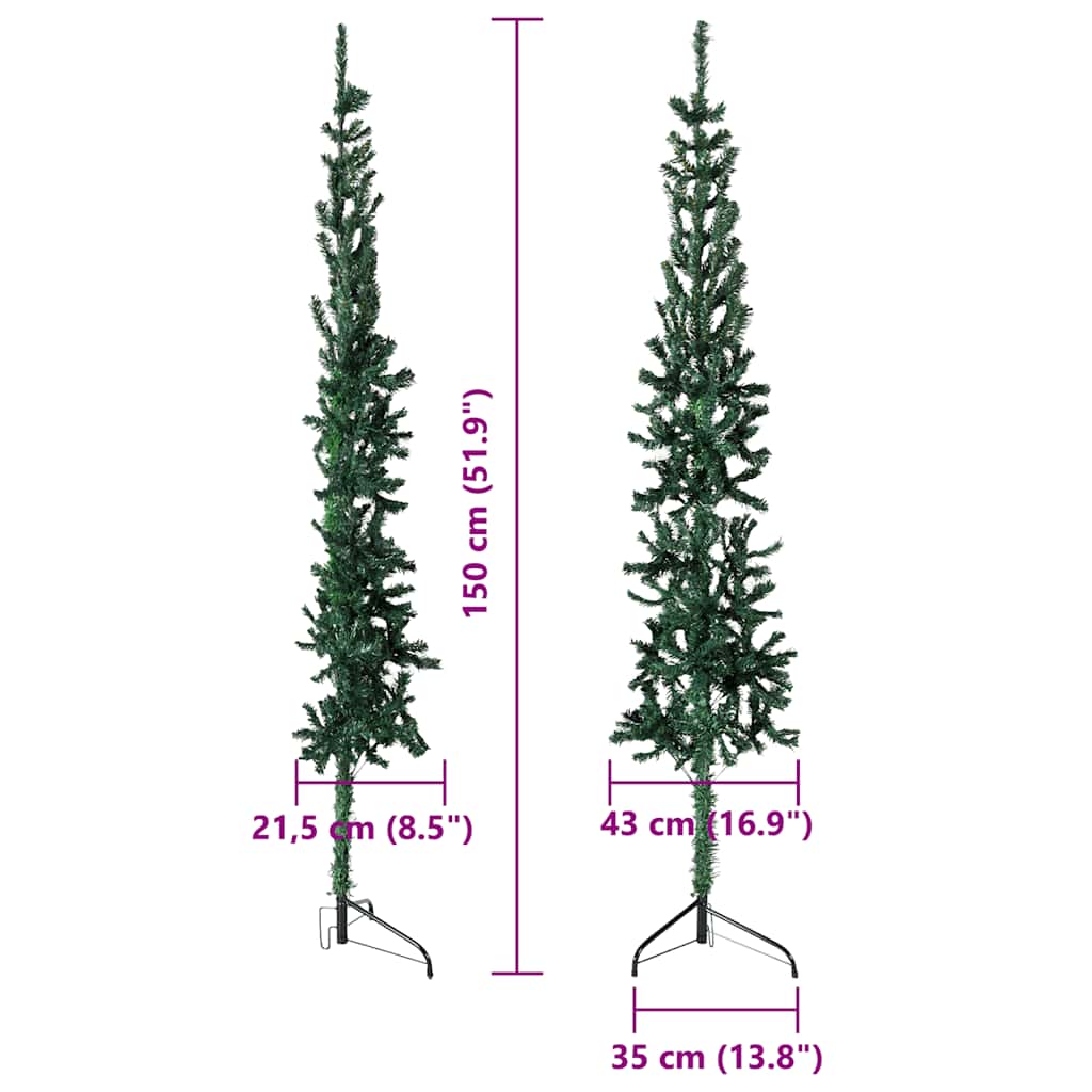 Albero Natale Artificiale Sottile a Metà Supporto Verde 150 cm | homemem39