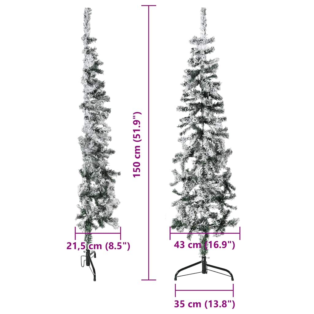 Albero Natale Artificiale Sottile a Metà Neve Fioccata 150 cm | homemem39