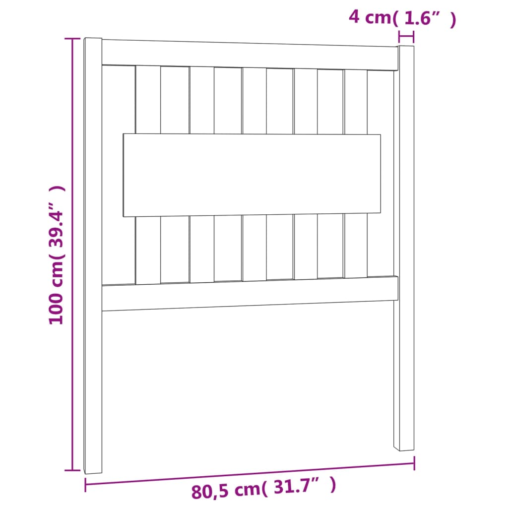 Testiera per Letto Bianca 80,5x4x100 cm Legno Massello di Pino | homemem39