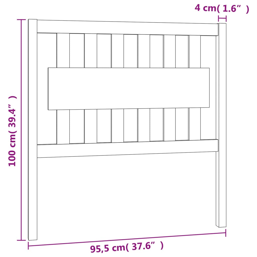 Testiera per Letto Grigia 95,5x4x100 cm Legno Massello di Pino | homemem39