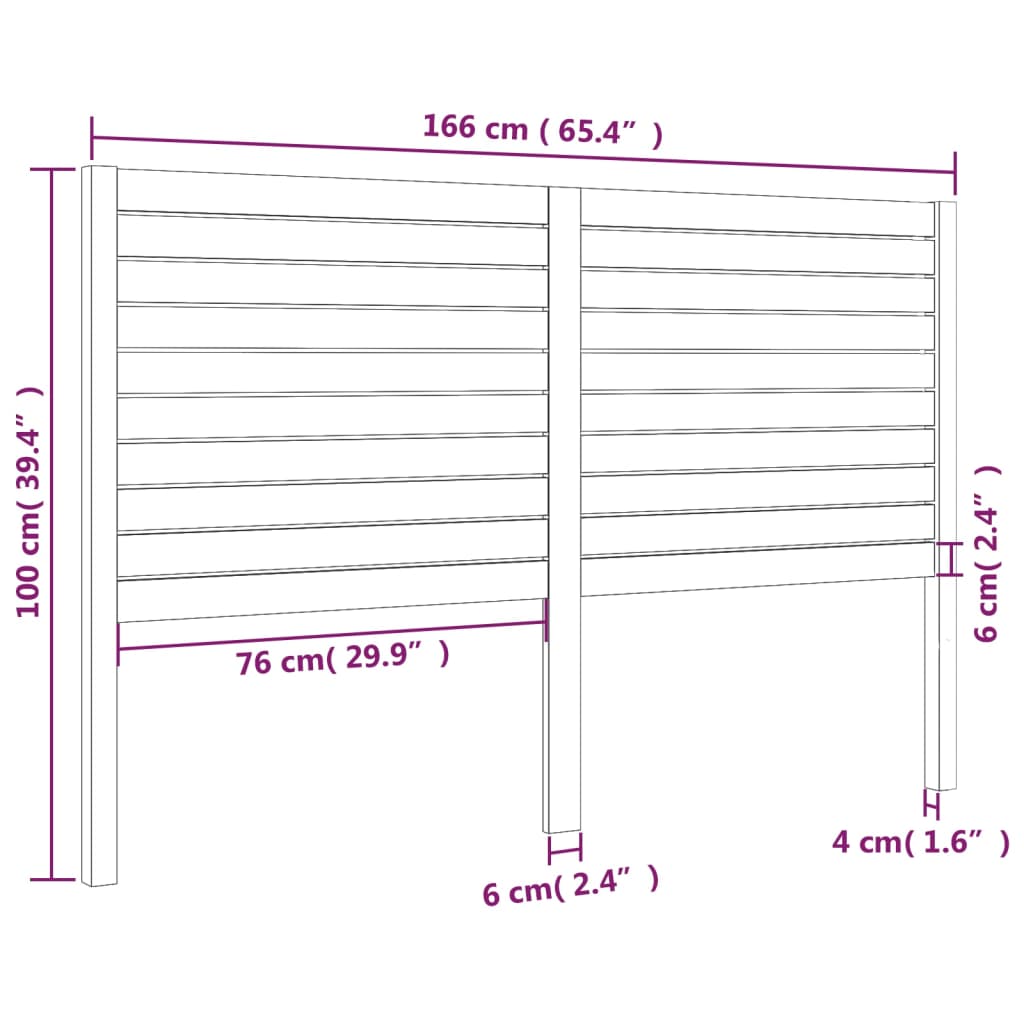 Testiera per Letto Nera 166x4x100 cm in Legno Massello di Pino
