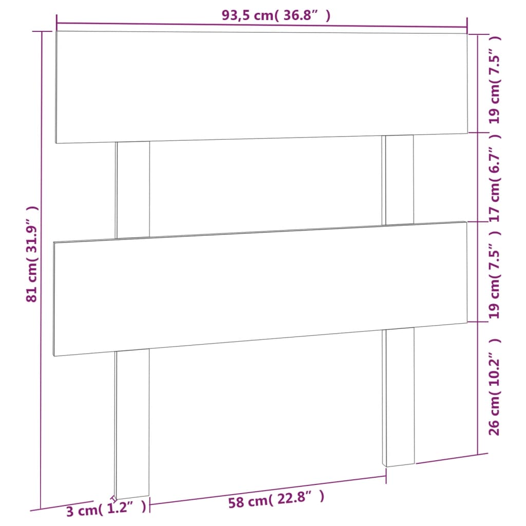 Testiera per Letto ambra 93,5x3x81 cm in Legno Massello di Pino | homemem39