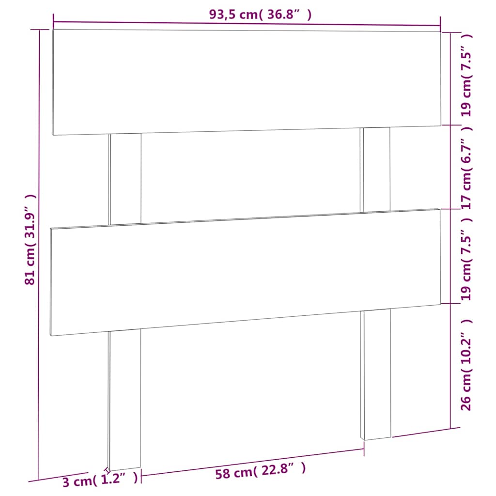 Testiera per Letto ambra 93,5x3x81 cm in Legno Massello di Pino