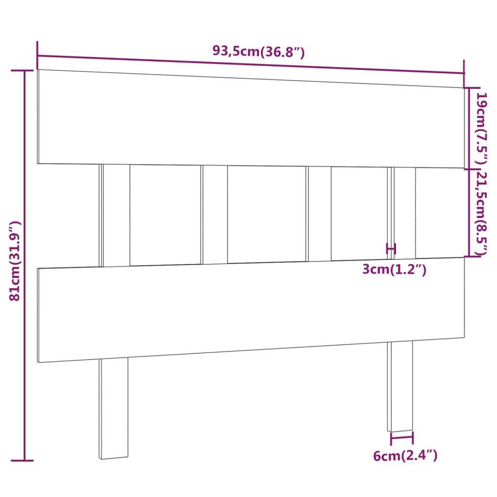 Testiera per Letto ambra 93,5x3x81 cm in Legno Massello di Pino | homemem39