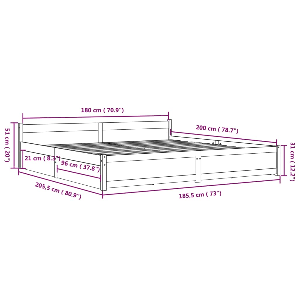 Giroletto con Cassetti Bianco 150x200 cm Super King | homemem39
