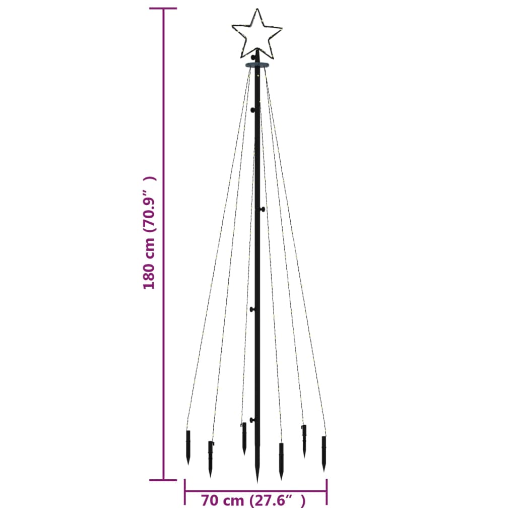 Albero di Natale con Puntale Colorato 108 LED 180 cm
