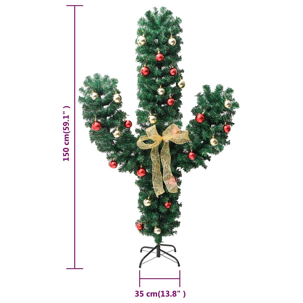 Cactus di Natale con Base e LED Verde 150 cm PVC | homemem39