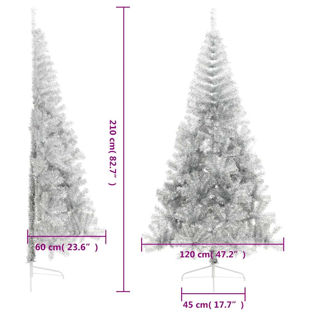 Albero di Natale a Metà con Supporto Argento 210 cm PET | homemem39