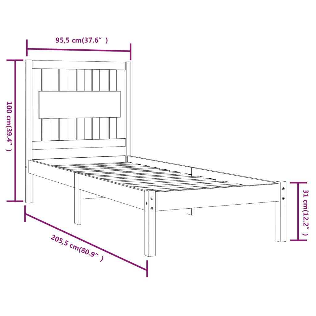 Giroletto in Legno Massello di Pino 90x200 cm | homemem39
