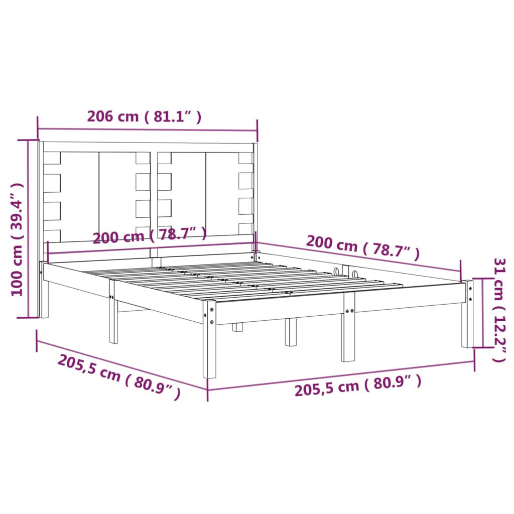 Giroletto Nero in Legno Massello di Pino 200x200 cm | homemem39