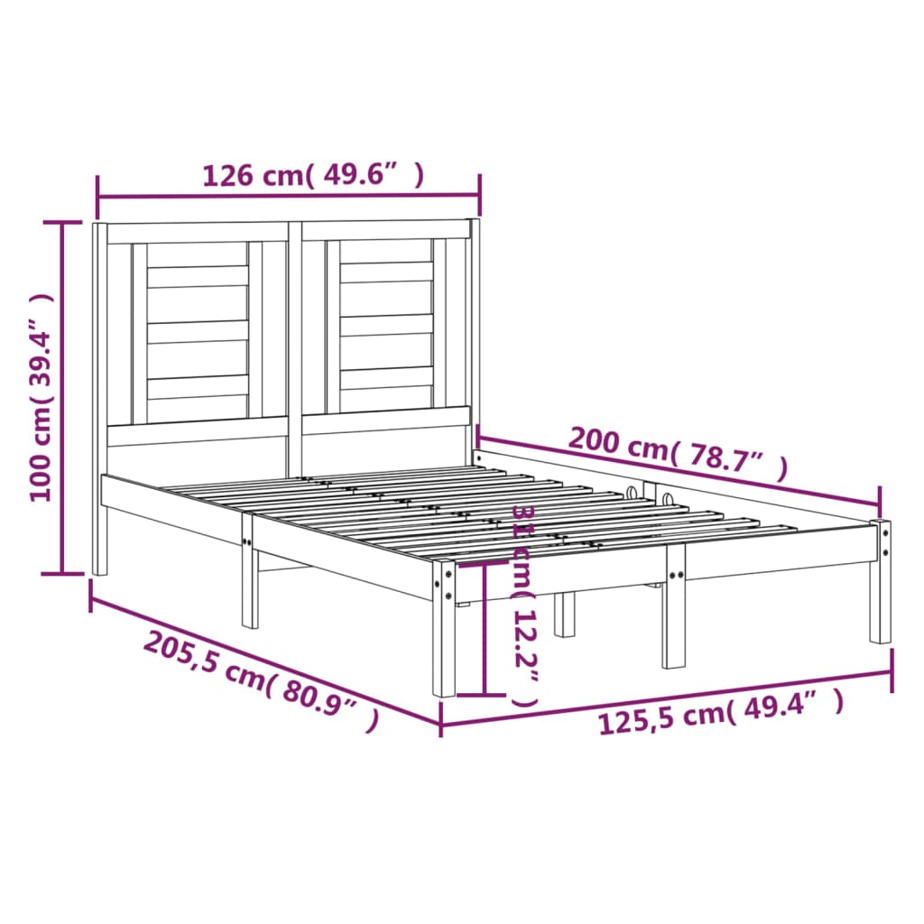 Giroletto senza Materasso 120x200 cm in Legno Massello di Pino | homemem39