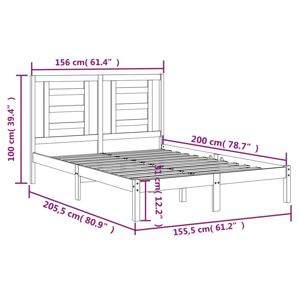 Giroletto senza Materasso 150x200 cm in Legno Massello di Pino | homemem39