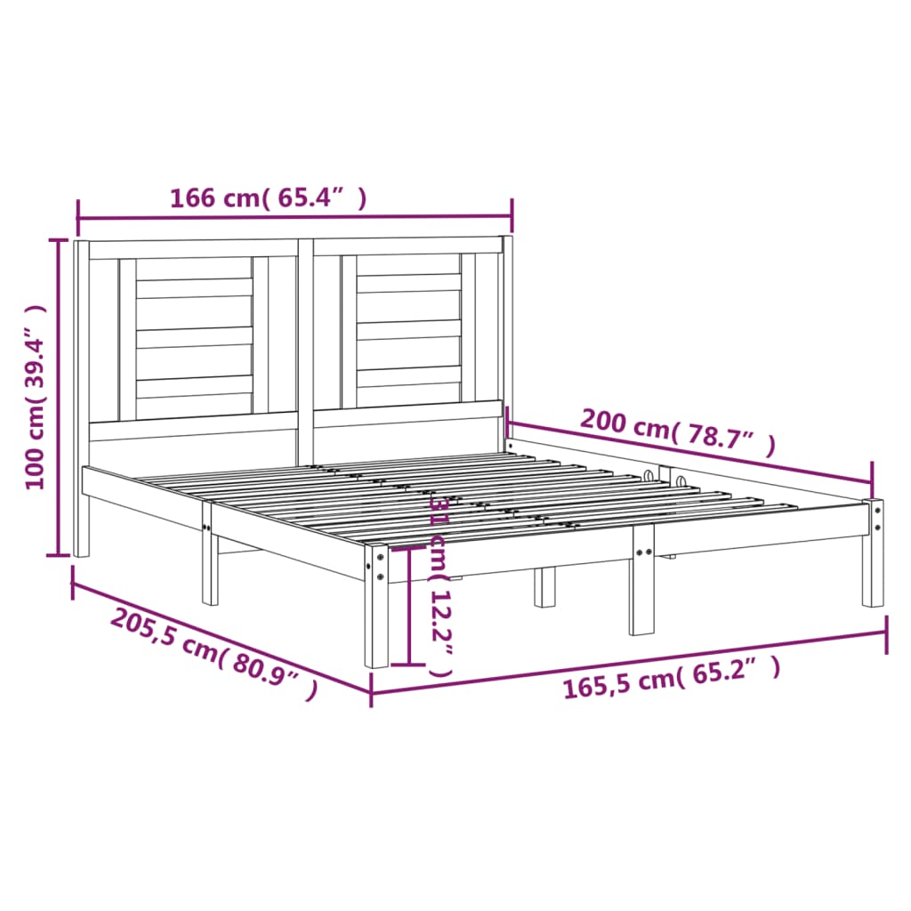 Giroletto senza Materasso Bianco 160x200 cm Legno Massello Pino | homemem39