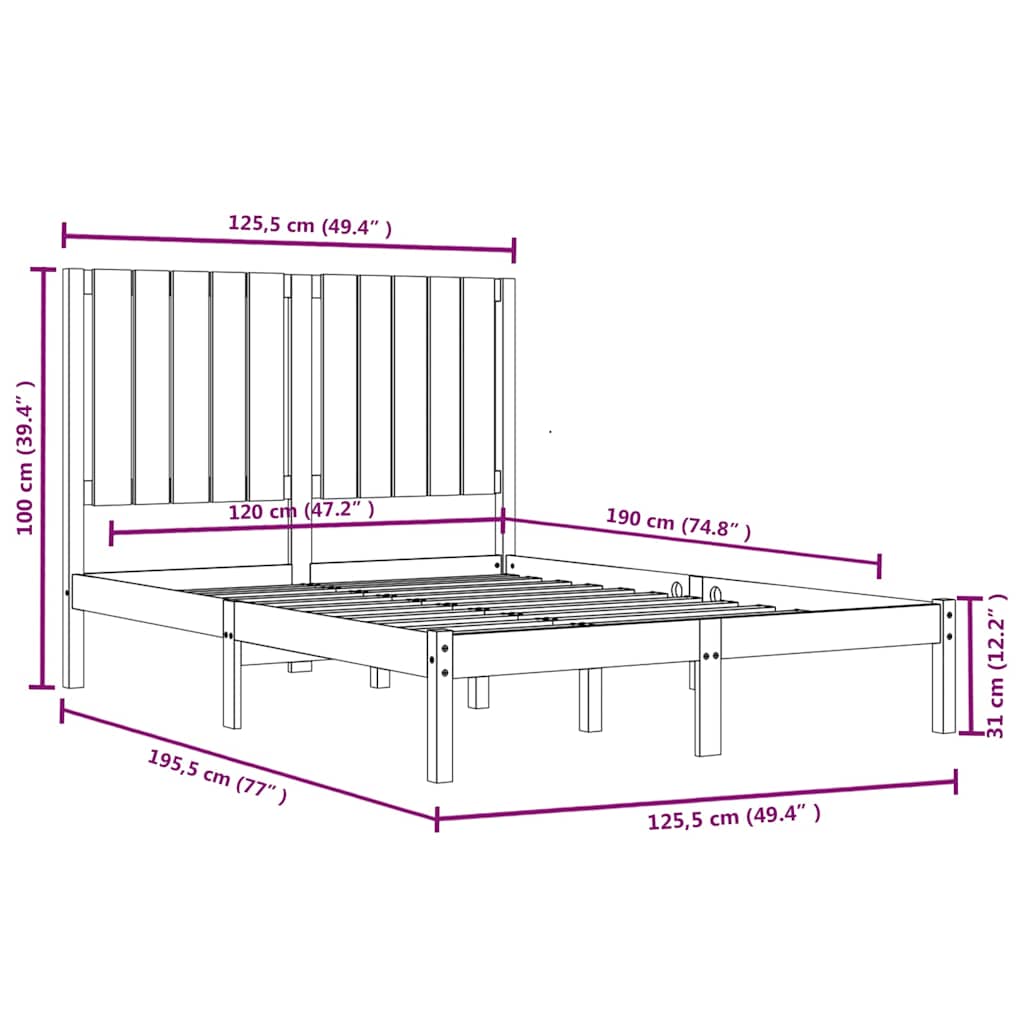 Giroletto in Legno Massello 120x190 cm Small Double