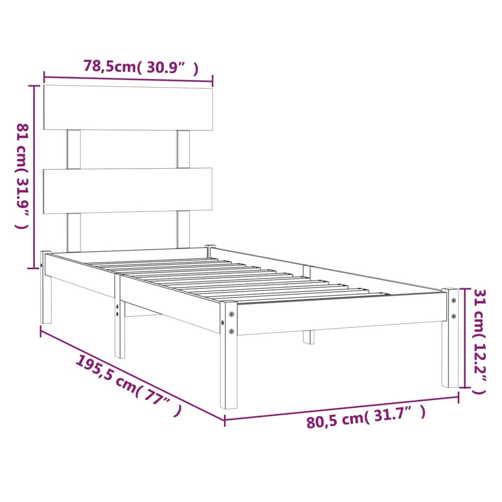 Giroletto in Legno Massello 75x190 cm Small Single | homemem39