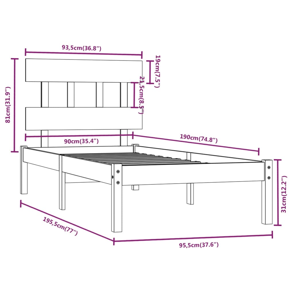 Giroletto in Legno Massello 90x190 cm Single | homemem39