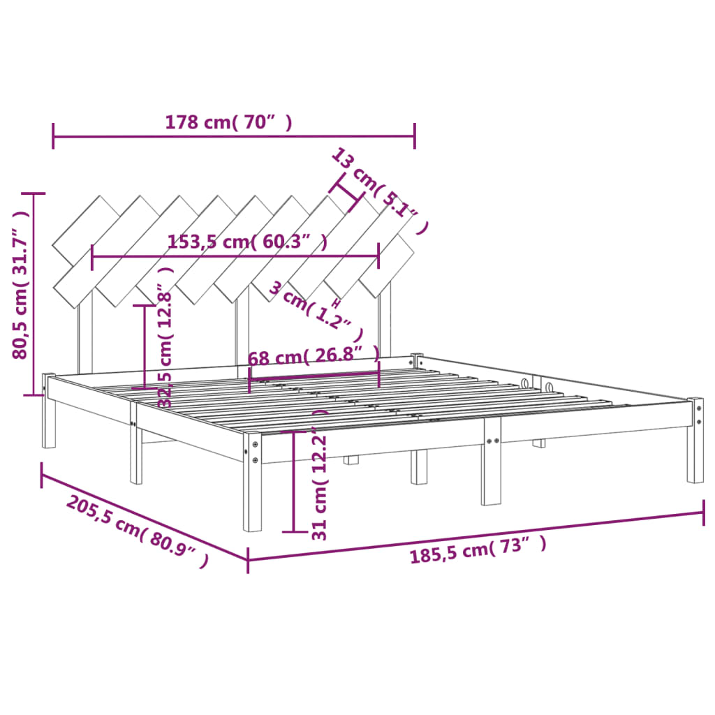 Giroletto 180x200 cm Super King in Legno Massello | homemem39