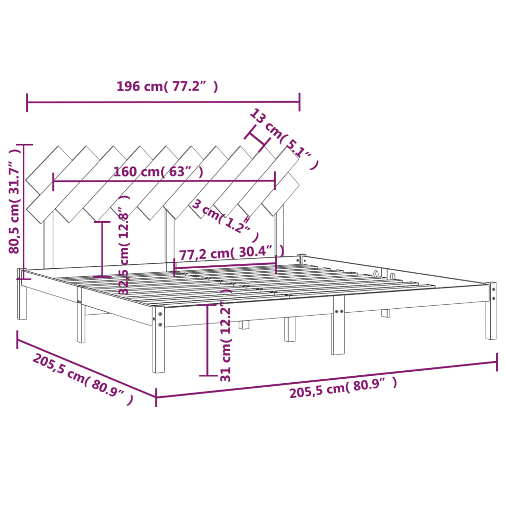 Giroletto senza Materasso Ambra 200x200 Legno Massello | homemem39