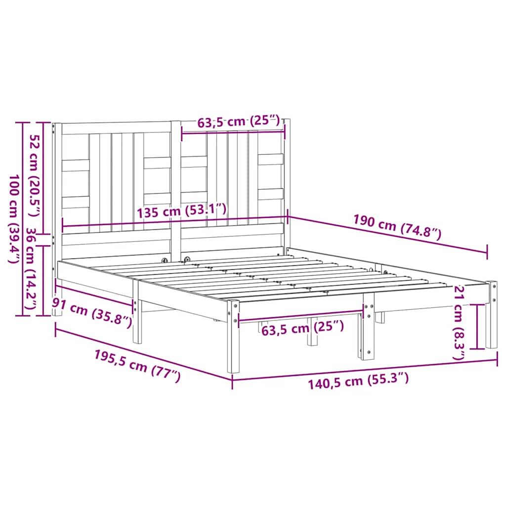 Giroletto in Legno Massello 135x190 cm Double