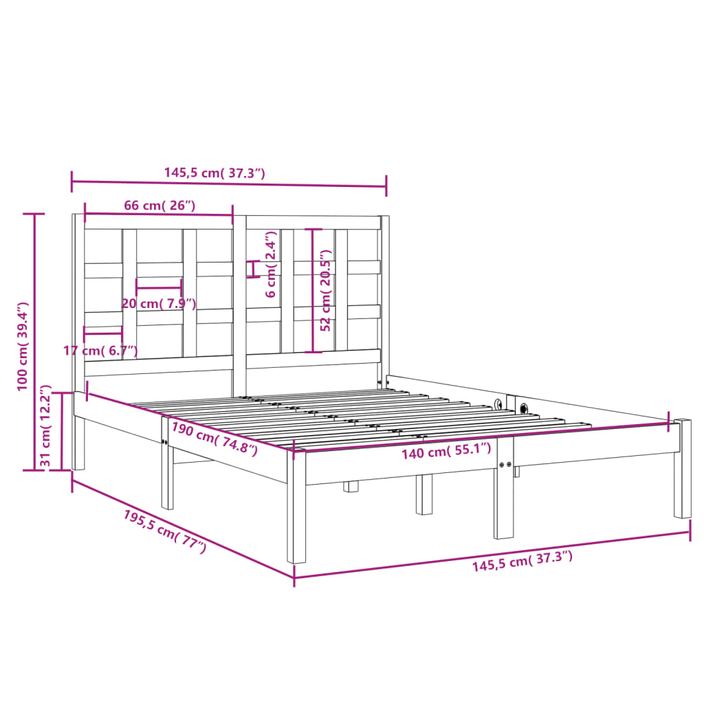 Giroletto Nero in Legno Massello 140x190 cm | homemem39