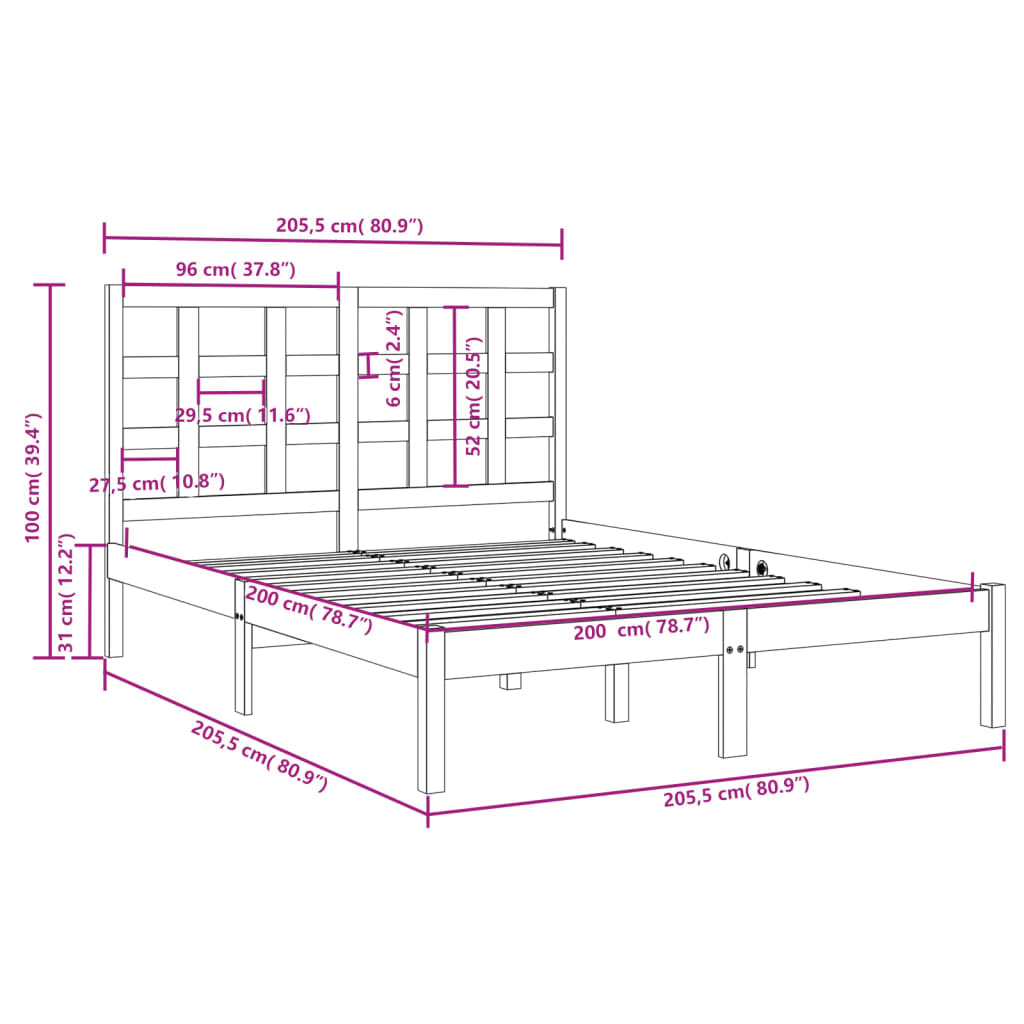 Giroletto Nero in Legno Massello 200x200 cm | homemem39