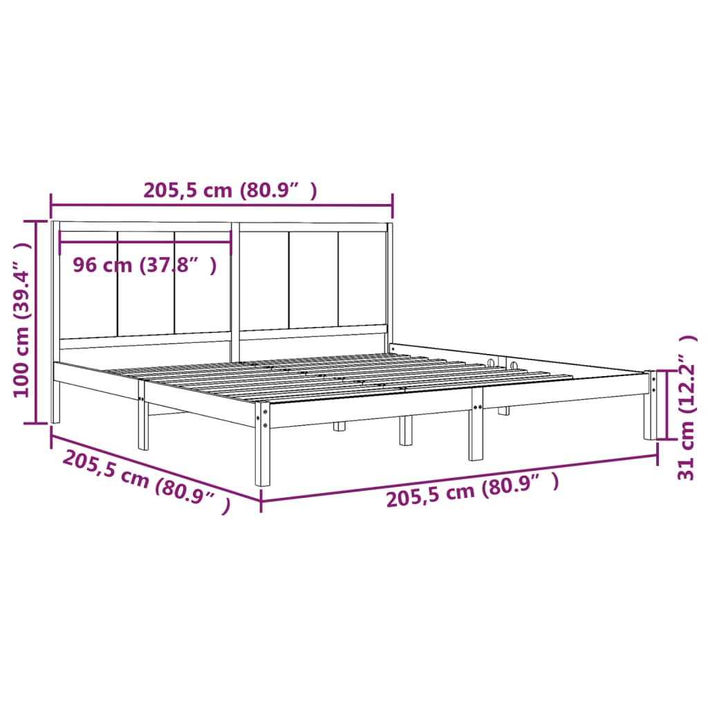 Giroletto Nero in Legno Massello di Pino 200x200 cm | homemem39