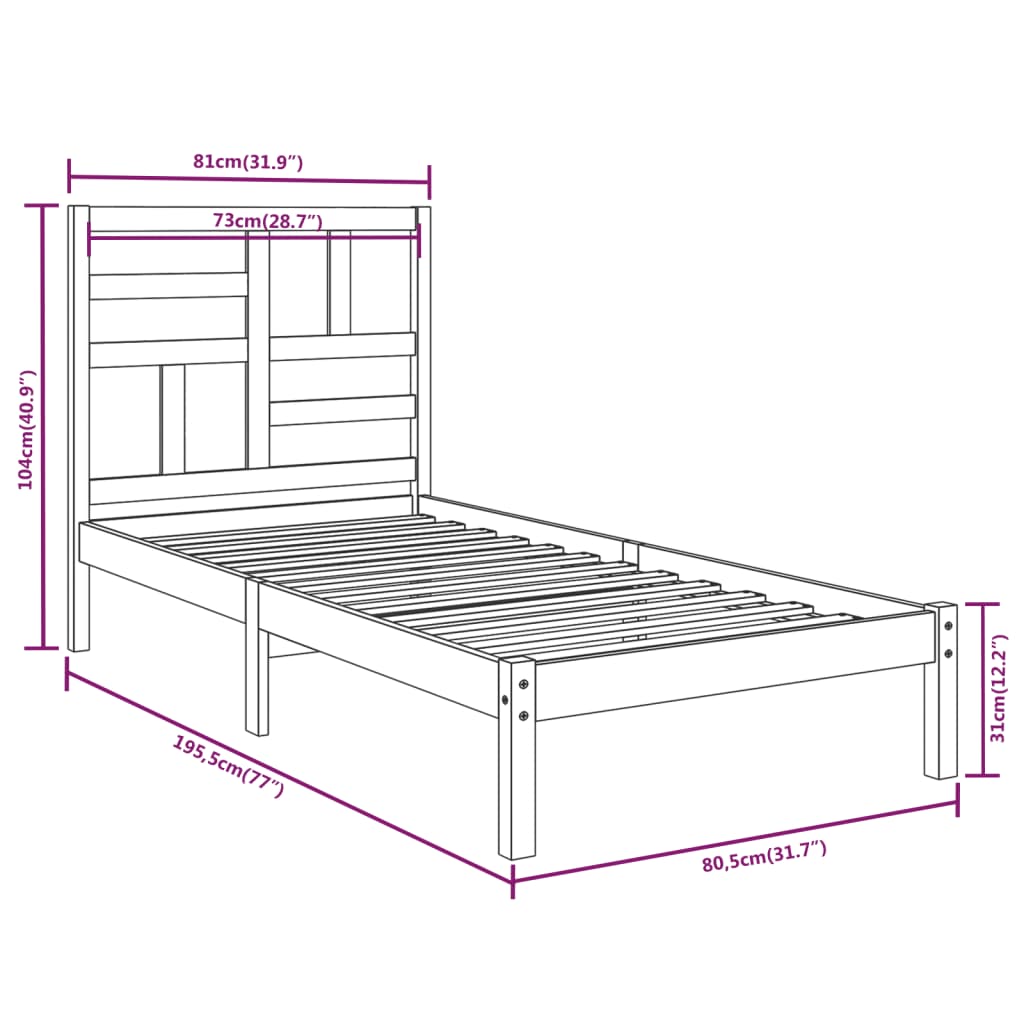 Giroletto in Legno Massello 75x190 cm Small Single | homemem39