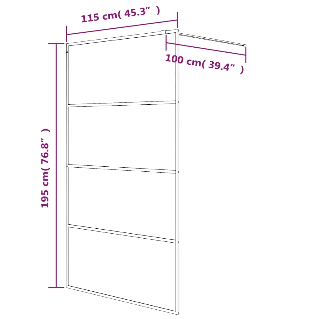 Parete Doccia Walk in 115x195 cm Vetro Semi Smerigliato ESG | homemem39