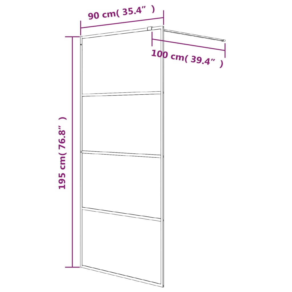 Parete Doccia Walk in Argento 90x195 cm Vetro Trasparente ESG | homemem39