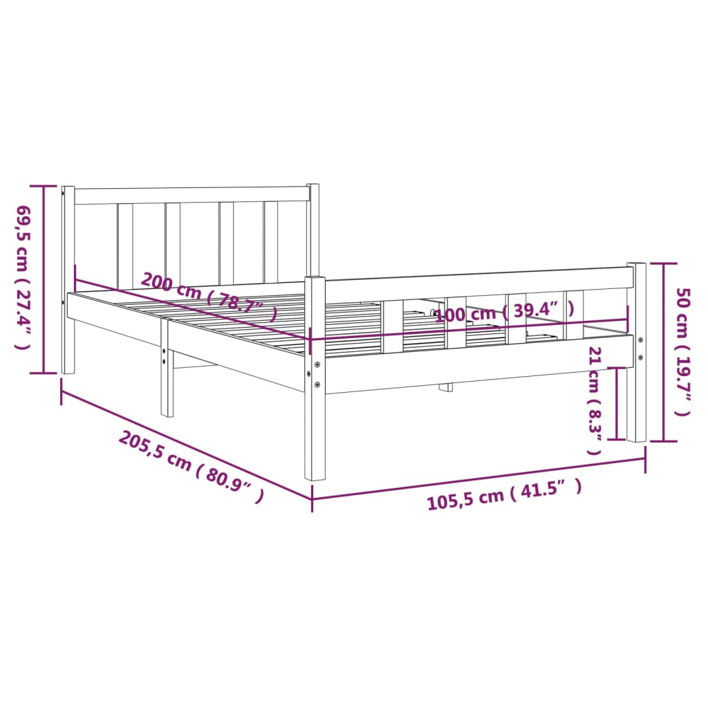 Giroletto Grigio in Legno Massello 100x200 cm | homemem39