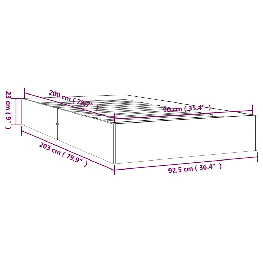 Giroletto Bianco in Legno Massello 90x200 cm