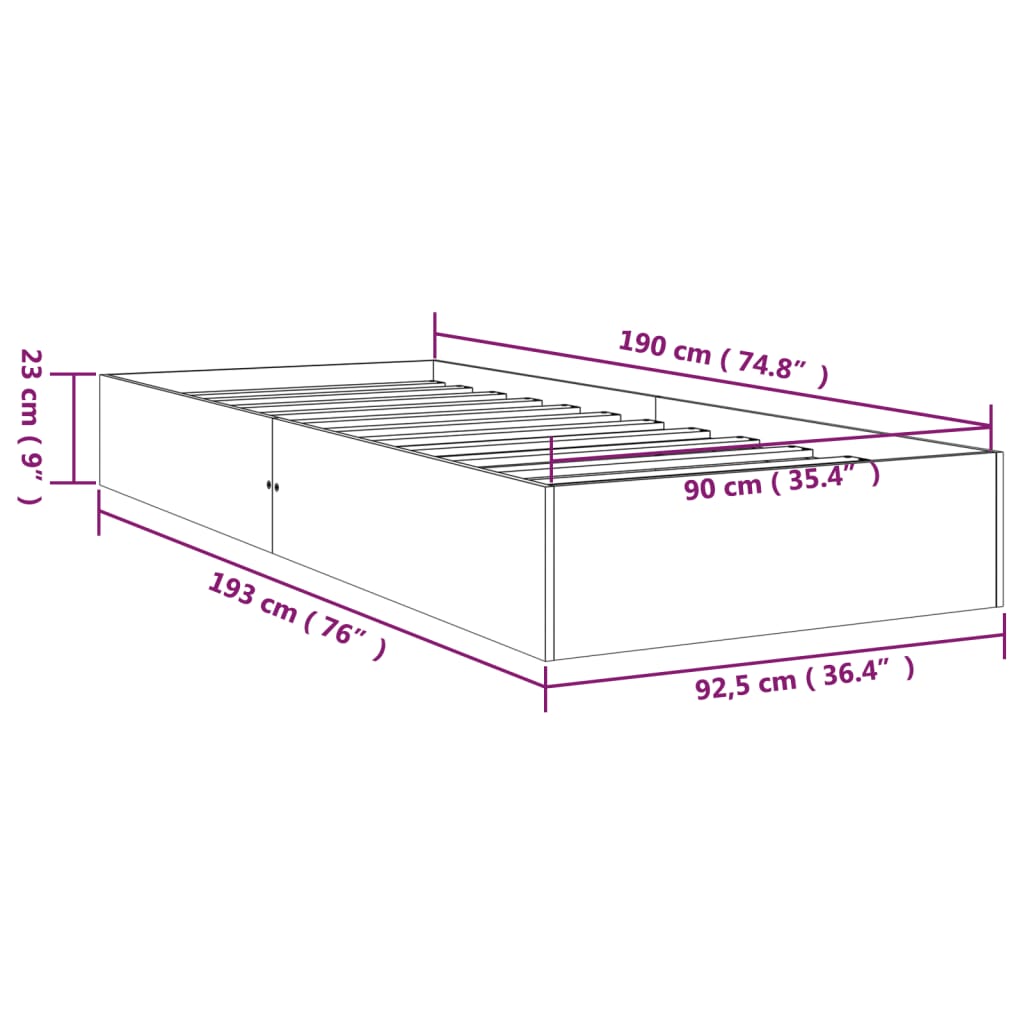 Giroletto Bianco in Legno Massello 90x190 cm Single | homemem39