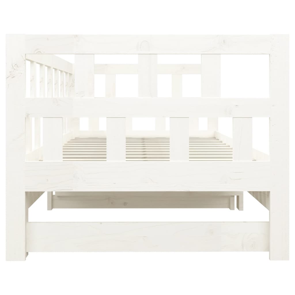 Dormeuse Estraibile Bianca Legno Massello di Pino 2x(90x190) cm | homemem39
