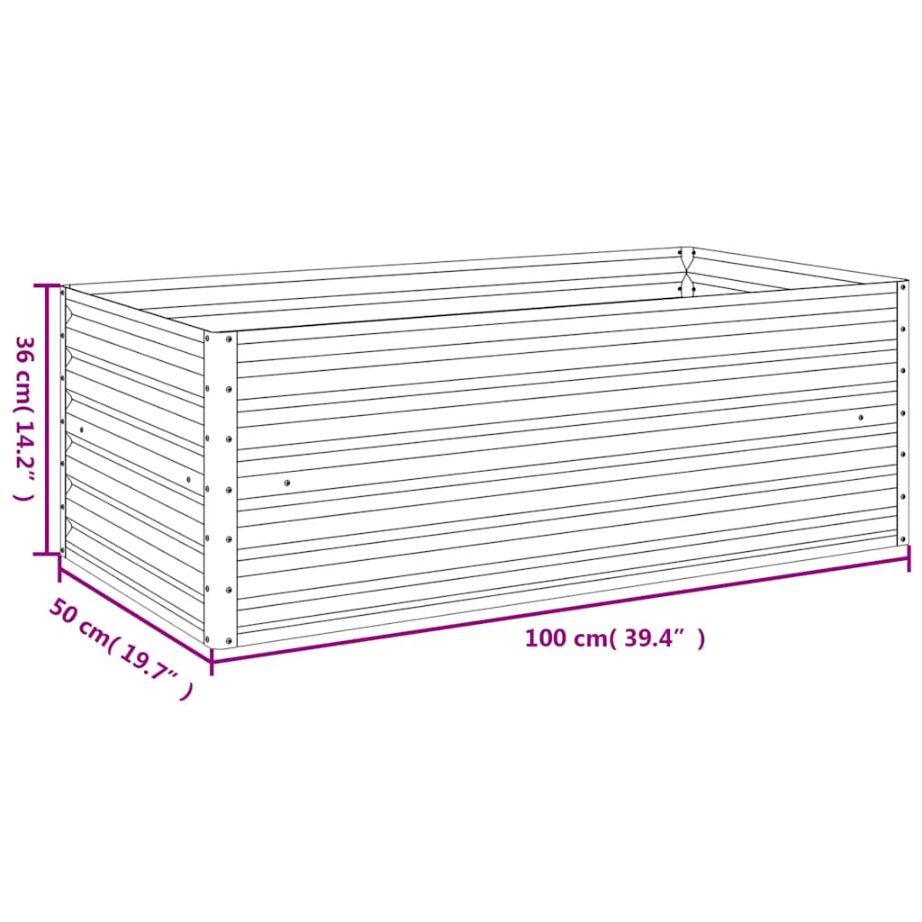 Letto Rialzato da Giardino 100x50x36 cm in Acciaio Corten