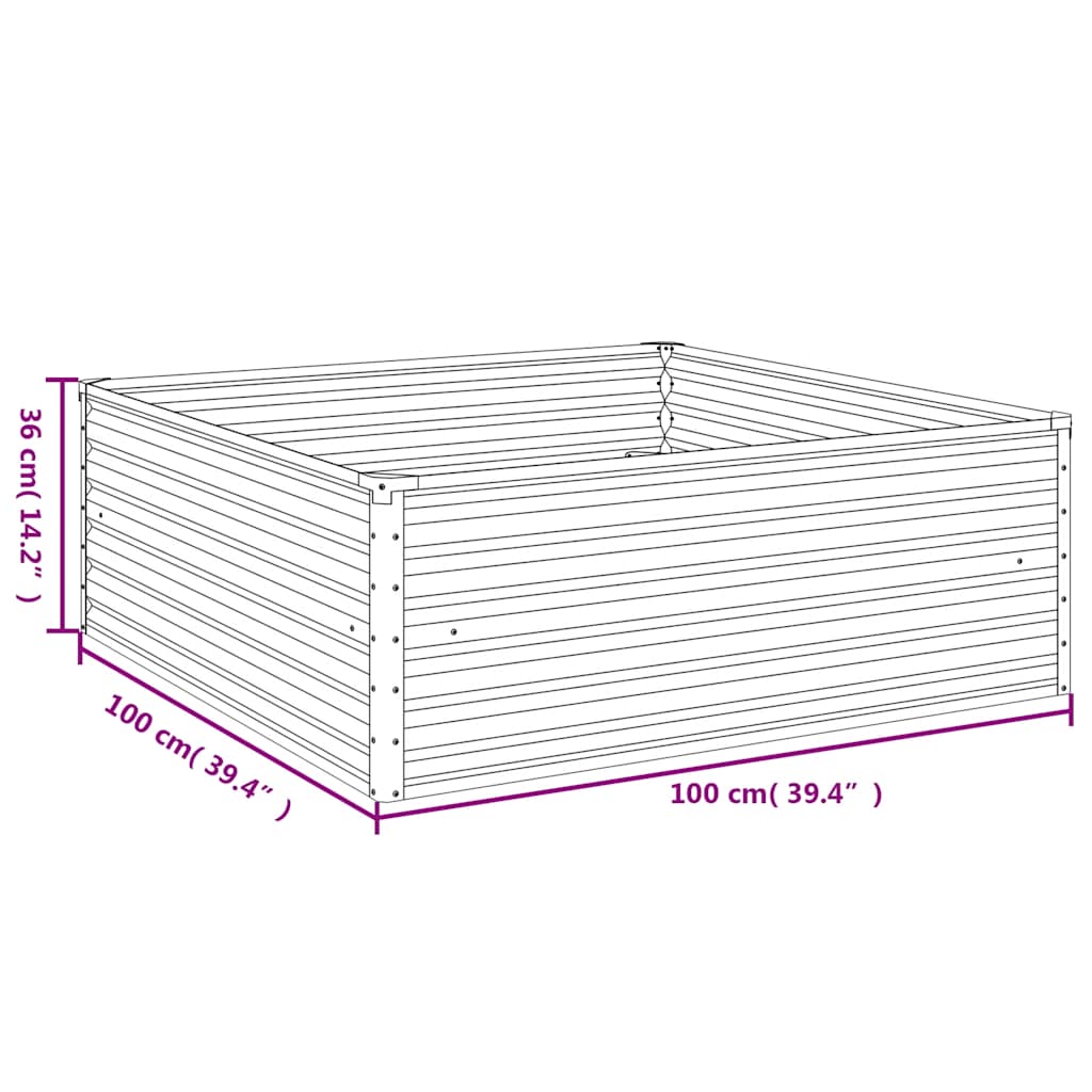 Fioriera Rialzata da Giardino 100x100x36 cm in Acciaio Corten | homemem39